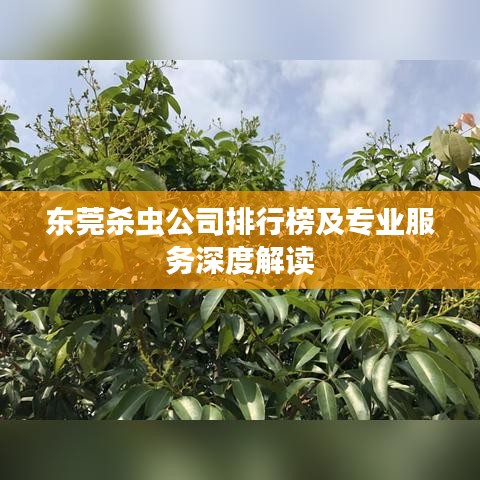 東莞殺蟲(chóng)公司排行榜及專(zhuān)業(yè)服務(wù)深度解讀