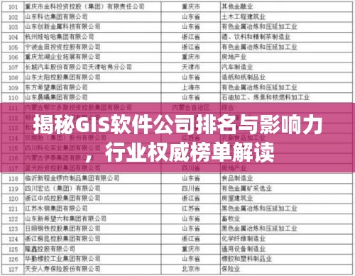 揭秘GIS軟件公司排名與影響力，行業(yè)權(quán)威榜單解讀