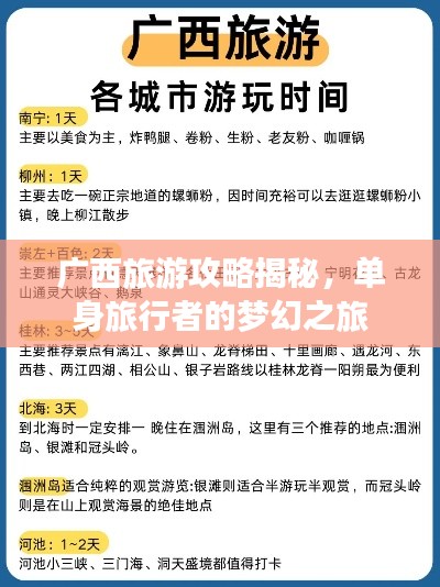 廣西旅游攻略揭秘，單身旅行者的夢(mèng)幻之旅