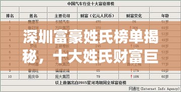 深圳富豪姓氏榜單揭秘，十大姓氏財富巨頭排行榜